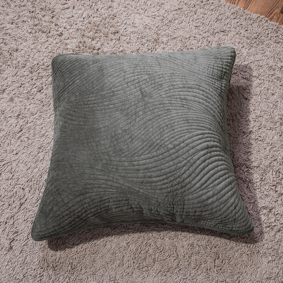 Tache Velvet Dreams Dark Taupe Plush Waves Cushion Covers / Euro Sham (JHW-852BR)