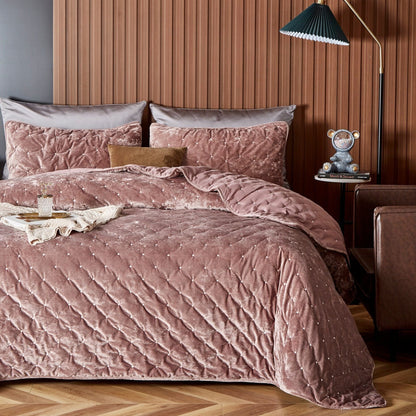 Tache Plush Dreams Purple Mauve Tufted Velvet Quilt Set (JHW-853P)