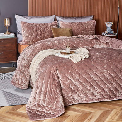 Tache Plush Dreams Purple Mauve Tufted Velvet Quilt Set (JHW-853P)
