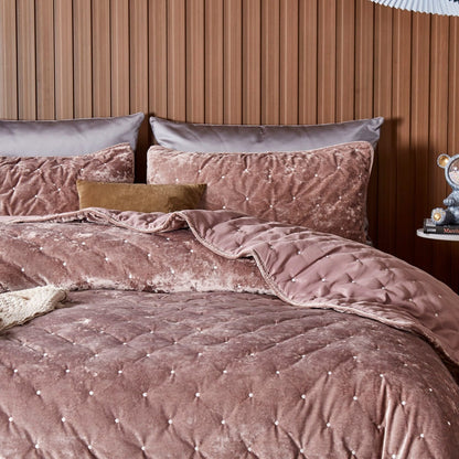 Tache Plush Dreams Purple Mauve Tufted Velvet Quilt Set (JHW-853P)