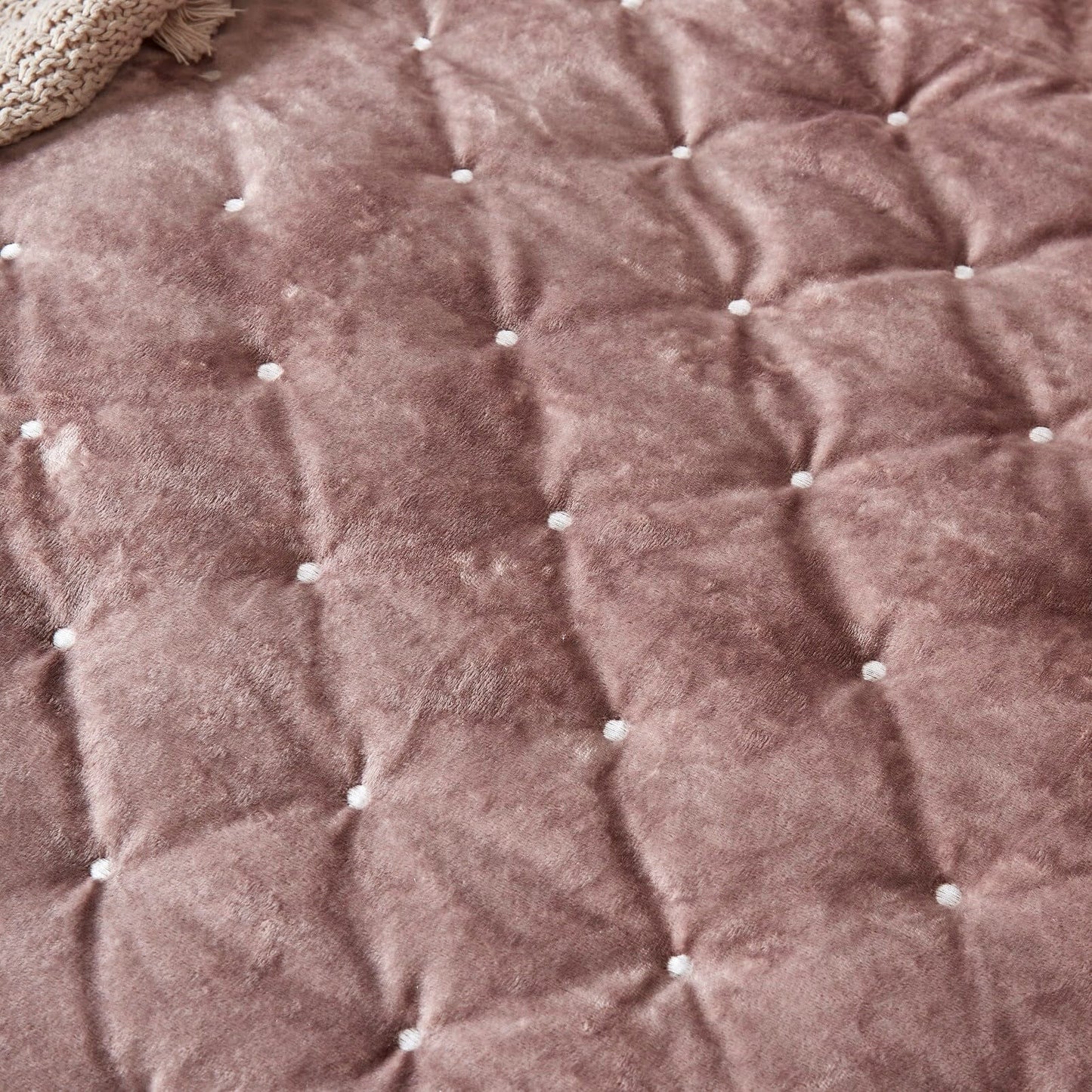 Tache Plush Dreams Purple Mauve Tufted Velvet Quilt Set (JHW-853P)
