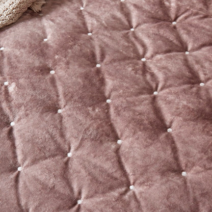 Tache Plush Dreams Purple Mauve Tufted Velvet Quilt Set (JHW-853P)