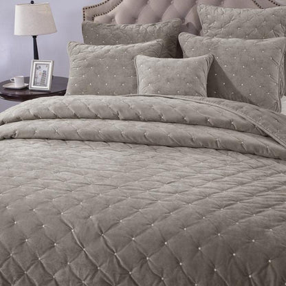Tache Velvet Dreams Sand Taupe Beige Plush Diamond Tufted Cushion Covers / Euro Sham (JHW-853B)