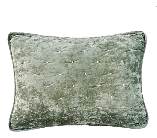 Tache Velvet Dreams Light Green Plush Diamond Tufted Pillow Sham (JHW-853G)
