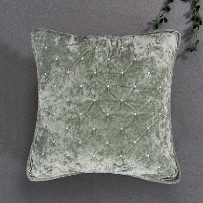 Tache Velvet Dreams Light Green Plush Diamond Tufted Cushion Covers / Euro Sham (JHW-853G)