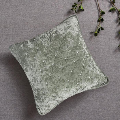 Tache Velvet Dreams Light Green Plush Diamond Tufted Cushion Covers / Euro Sham (JHW-853G)