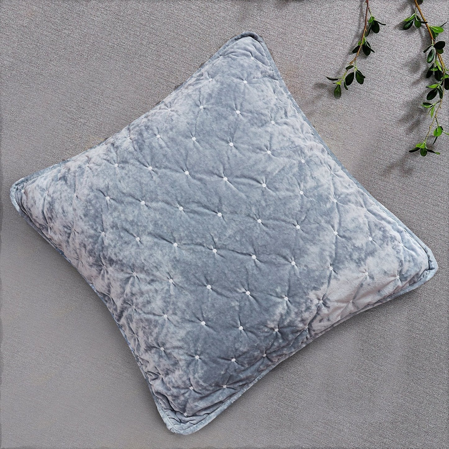 Tache Velvet Dreams Light Blue Plush Diamond Tufted Cushion Covers / Euro Sham (JHW-853LB)