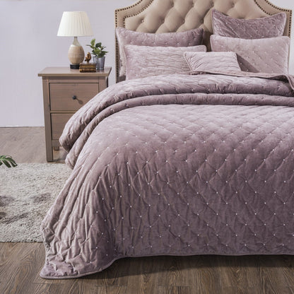 Tache Plush Dreams Purple Mauve Tufted Velvet Quilt Set (JHW-853P)