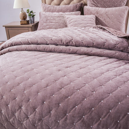 Tache Plush Dreams Purple Mauve Tufted Velvet Quilt Set (JHW-853P)