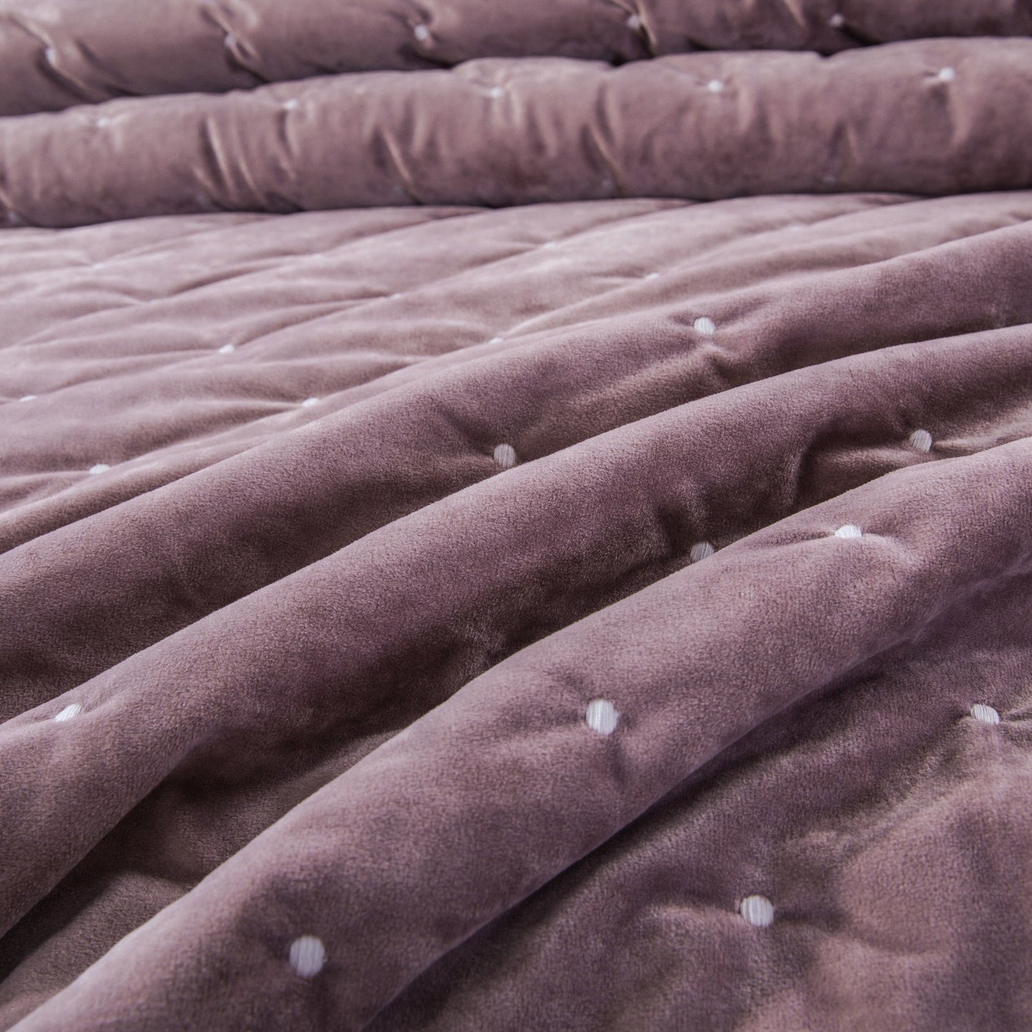 Tache Plush Dreams Purple Mauve Tufted Velvet Quilt Set (JHW-853P)