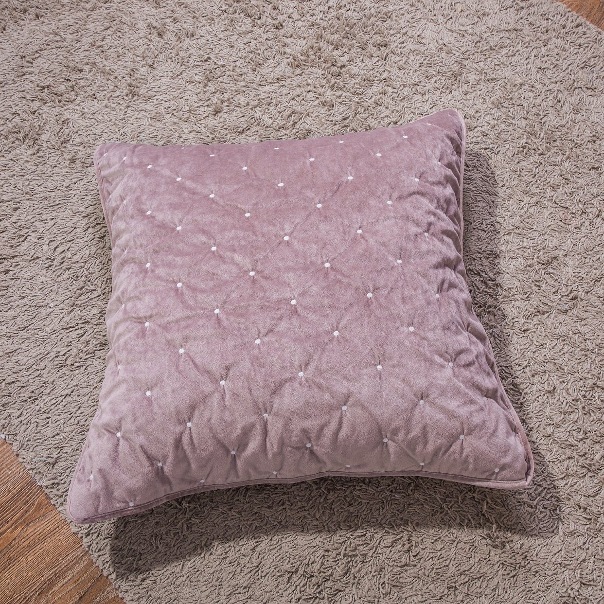 Tache Velvet Dreams Purple Mauve Plush Diamond Tufted Cushion Covers / Euro Sham (JHW-853P)
