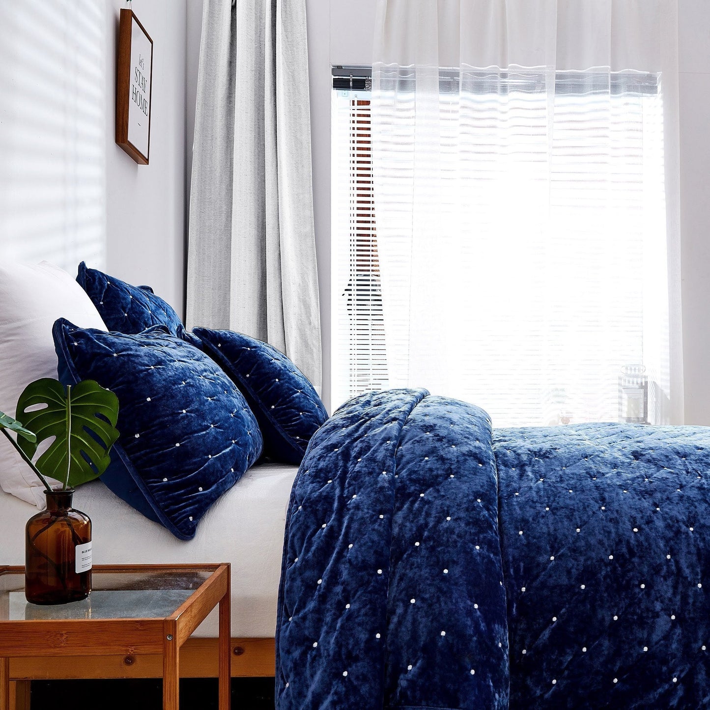 Tache Velvet Dreams Dark Blue Plush Diamond Tufted Pillow Sham (JHW-853DB)
