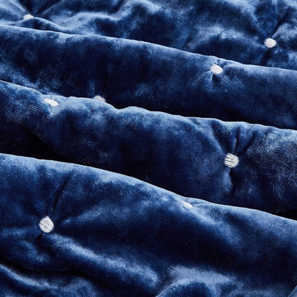 Tache Plush Dreams Dark Royal Blue Tufted Velvet Quilt Set (JHW-853DB)