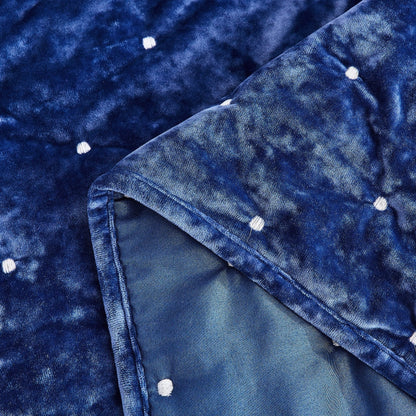Tache Plush Dreams Dark Royal Blue Tufted Velvet Quilt Set (JHW-853DB)