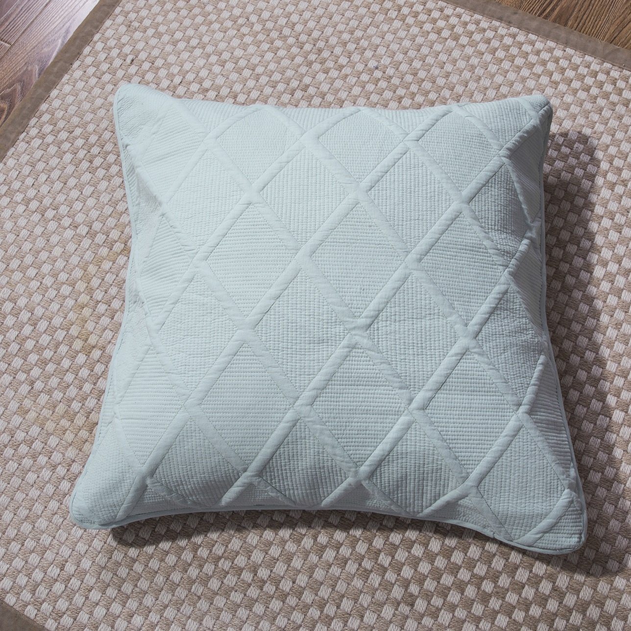 Tache Cotton Seafoam Blue Soothing Pastel Diamond Cushion Covers / Euro Sham (JHW-856)