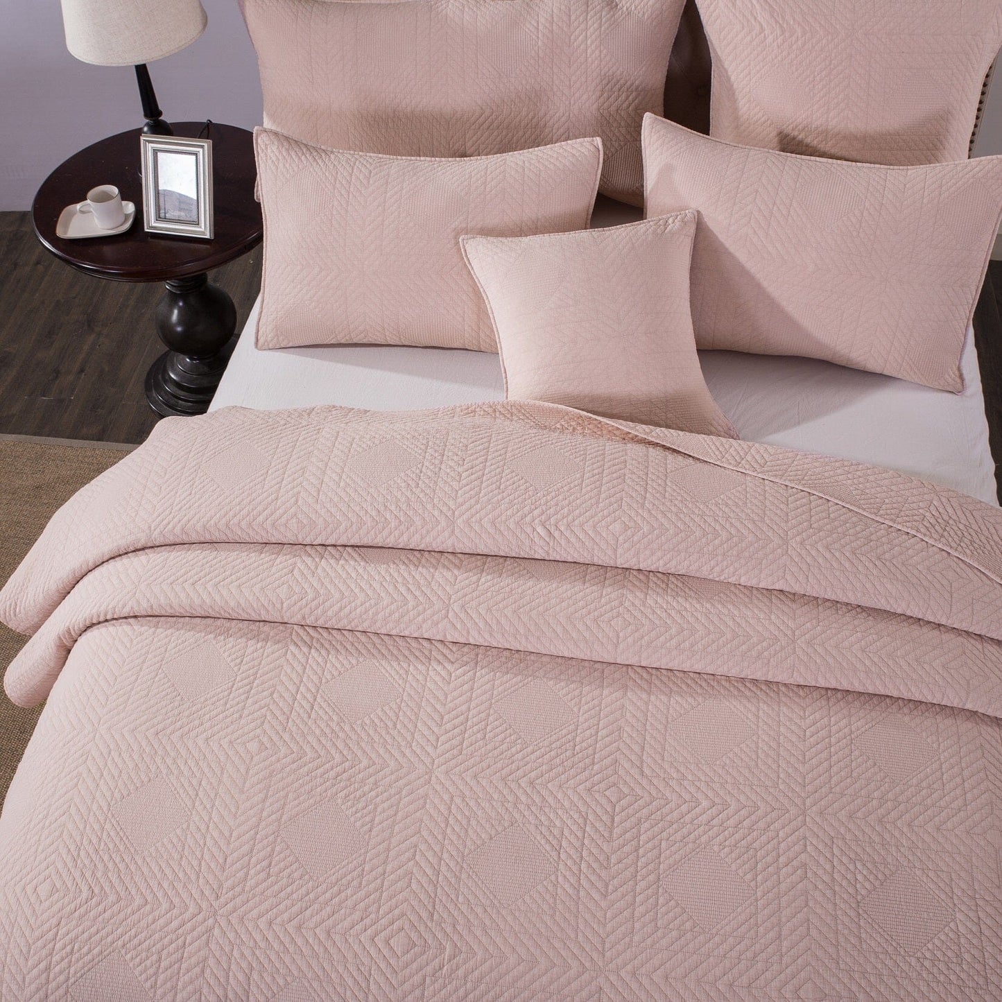 Tache Cotton Stone Washed Soothing Pastel Rustic Blush Pink Cushion Covers / Euro Sham (JHW-863)