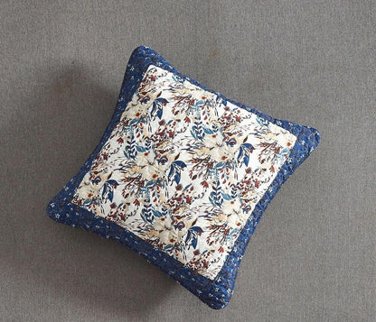 Tache Cotton Patchwork White Blue Yellow Brown Floral Prairie Sunset Cushion Cover 2-Pieces (JHW-887)
