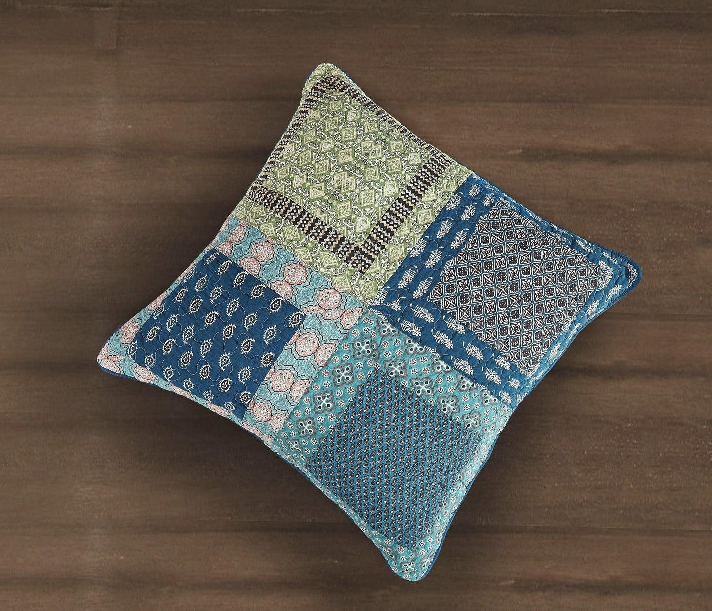 Tache Cotton Patchwork Teal Blue Green Paisley Bohemian Ocean Euro Sham (JHW-888)
