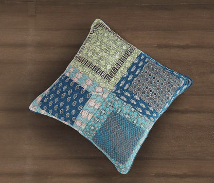 Tache Cotton Patchwork Teal Blue Green Paisley Bohemian Ocean Euro Sham (JHW-888)