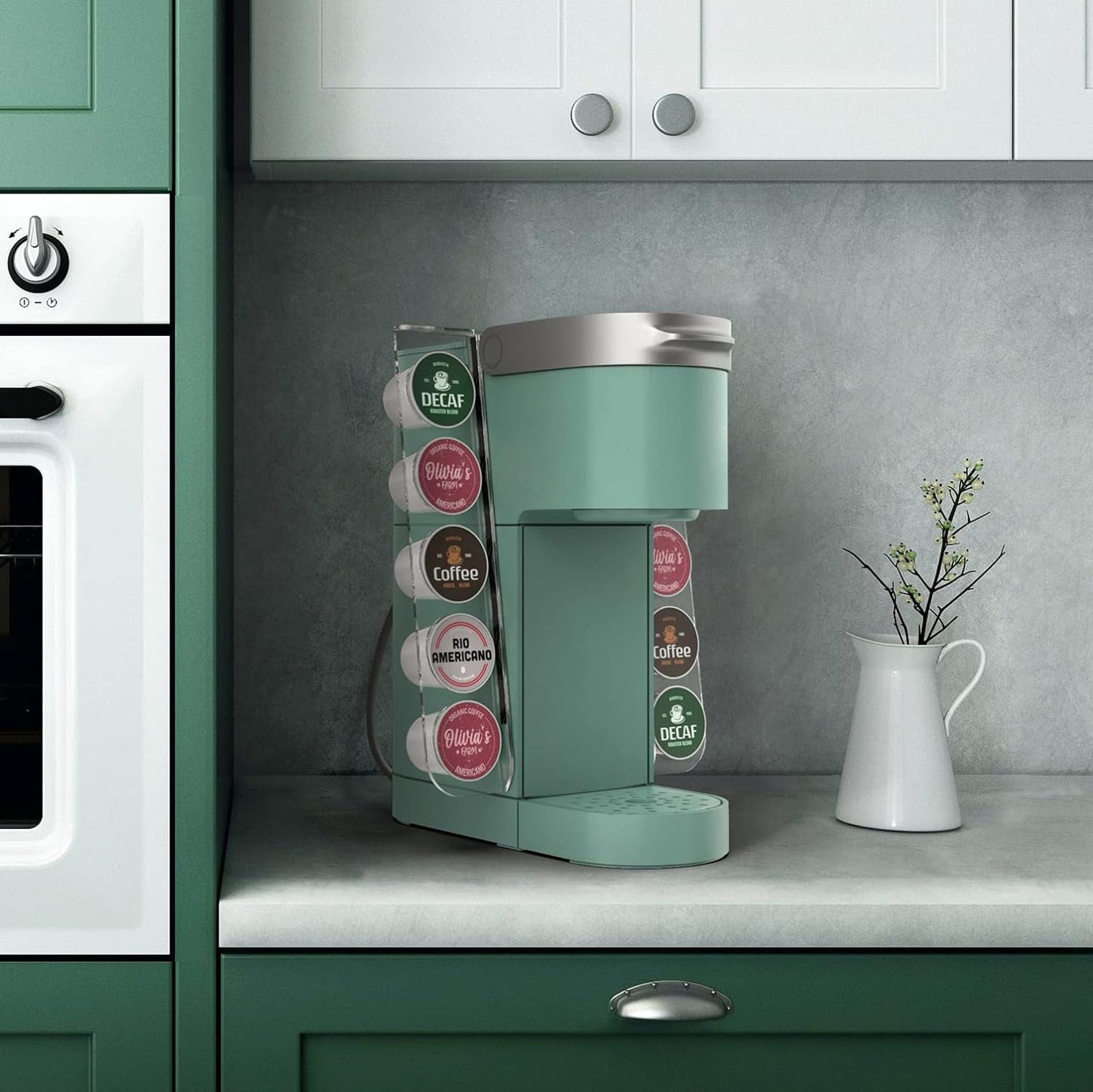 Gevoli K Cup Organizer for Single Serve K-Mini and K Mini PLUS Coffee Makers - Space Saving Modern Acrylic Kcup Pod Holder (10 Pod Capacity)