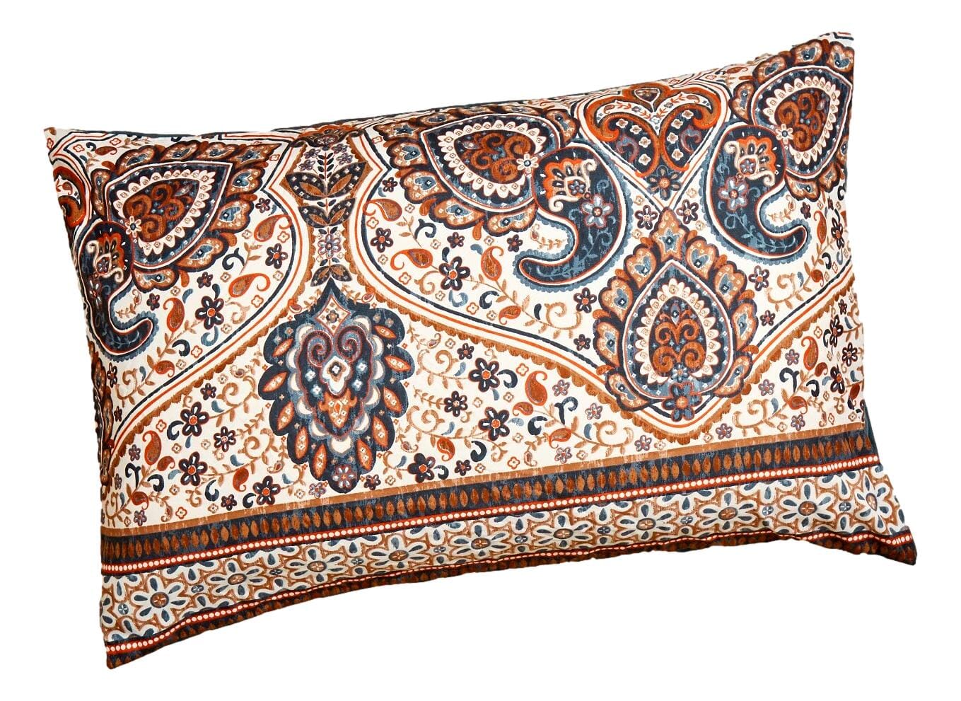 Tache Rustic Paisley Mandala Palace Teal Orange Ivory Pillowcases (KF174)