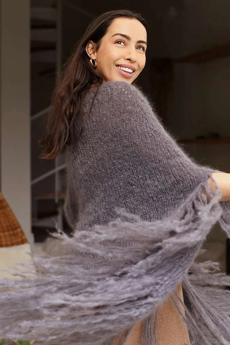 Grey Knit-Your-Own Love Poncho Kit