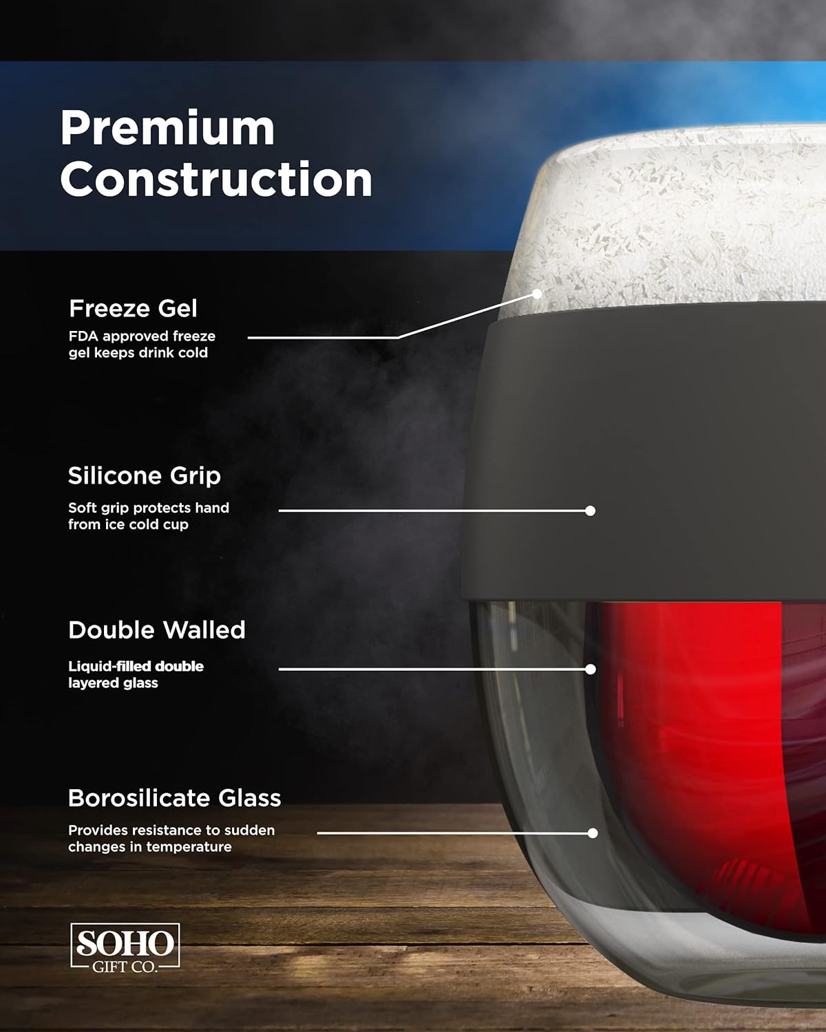 Freezer Chilled Stemless Wine Glass, Double Walled Insulated Frozen Chiller Cup (8.5oz) Fun Wine Lover Gift for Women/Her Rose All Day (Gift Boxed)