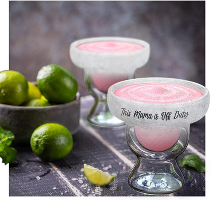 Margarita Freezer Glass Gift for Mom (12oz) ICE-Wall Insulated Frozen Cocktail Stemless Drinking Cup (Gift for Mothers Day, Christmas or Birthday)