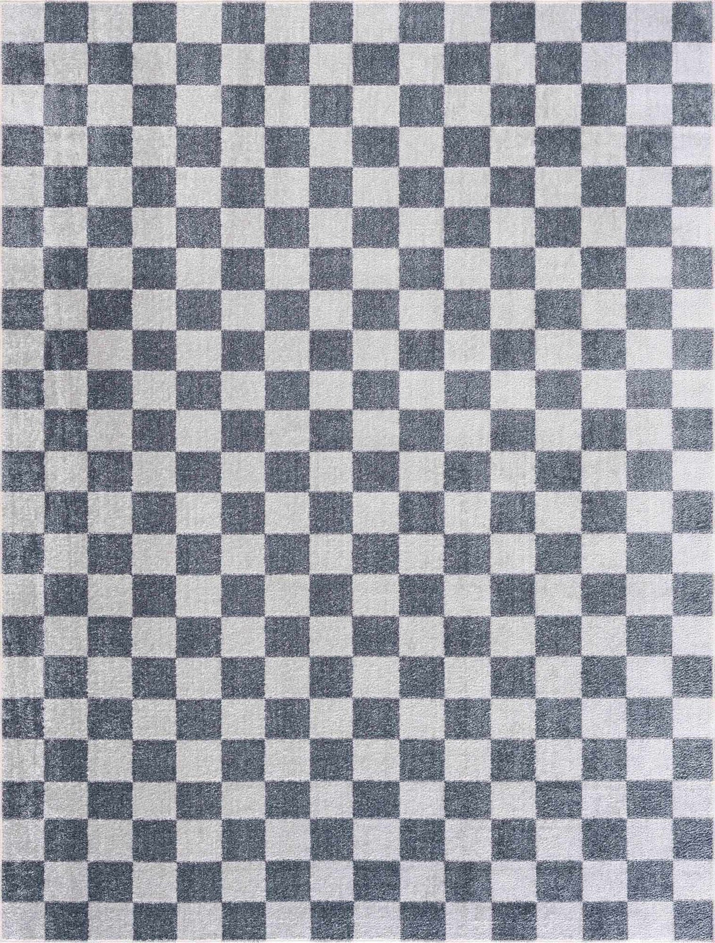 Alie Blue Gray Checkered Washable Rug