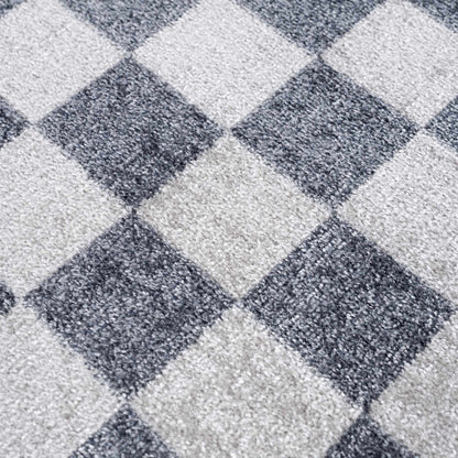 Alie Blue Gray Checkered Washable Rug