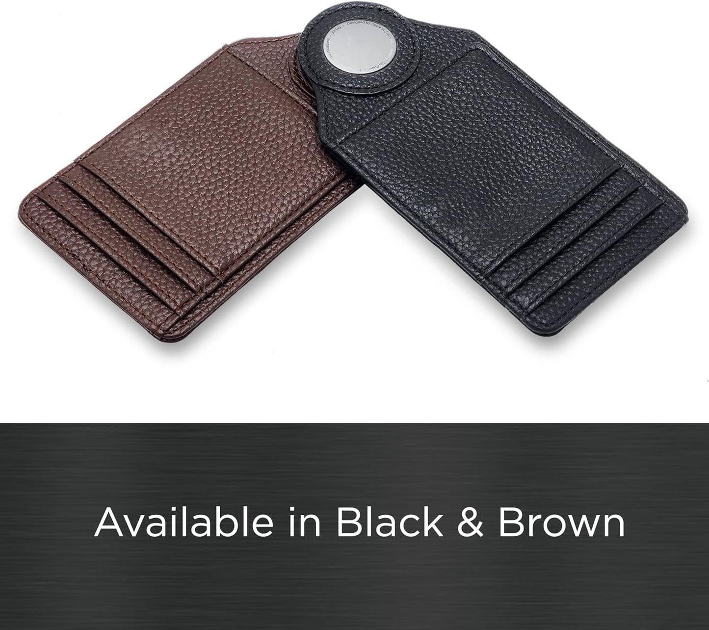 Worlds Slimmest Airtag Wallet for Men, Ultra-Thin Super Slim Profile (Deep Grain) PU Leather Card Holder Compatible with Apple AirTag