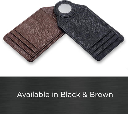 Worlds Slimmest Airtag Wallet for Men, Ultra-Thin Super Slim Profile (Deep Grain) PU Leather Card Holder Compatible with Apple AirTag