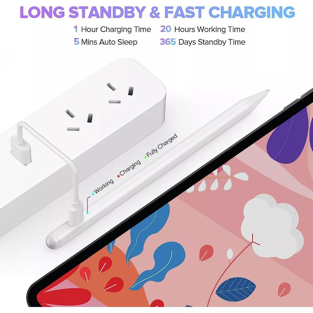 Link Stylus Pen For Apple iPad 9th & 10th Generation 2x Fast Charge 2018-2024 iPad Pro11&12.9 iPad Air 3/4/5 iPad 6-10 iPad Mini 5/6 Gen - White