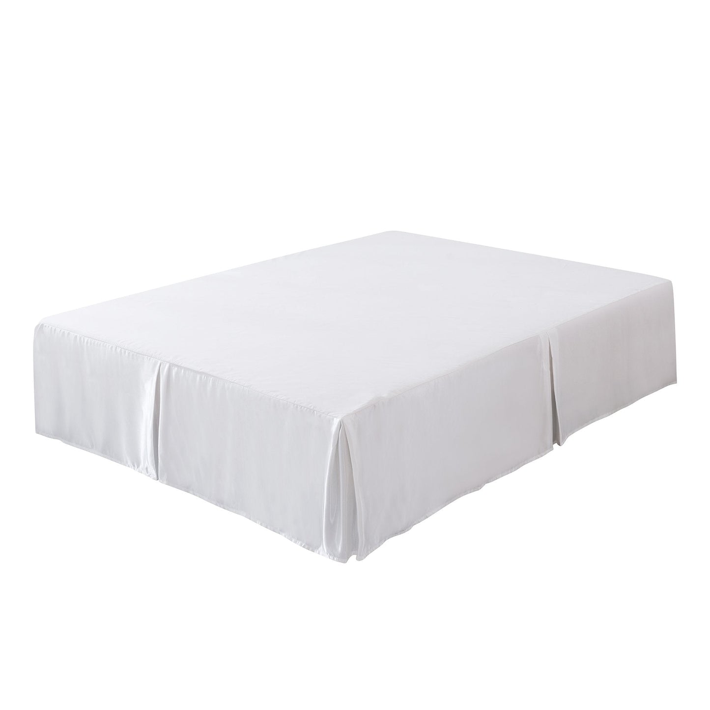 Tache Satin Bright Pearl White Delicate Rose Tailored Platform 14" Bed Skirt Dust Ruffle (MA125)