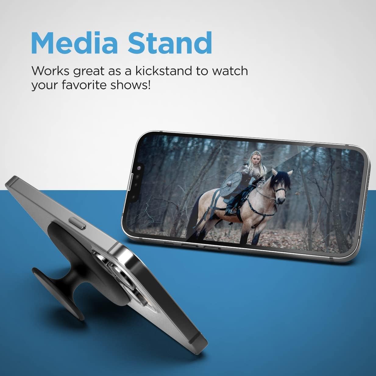 Magnetic Phone Grip - Designed for MagSafe, iPhone 15 Pro Max and iPhone 14/13/12 Cases and Accessories (2-in-1 Holder + Kickstand)