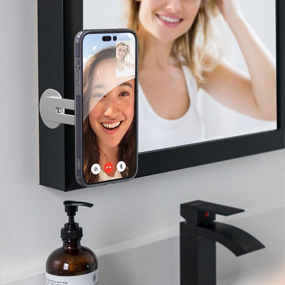 Magnetic Phone Holder, Fold-Away Swivel Stand Compatible with MagSafe for iPhone 12, 13, 14, 15 Pro Max | Bedroom Nightstand, Desk, Kitchen and More (Low Profile Sidemount/Under-Mount)