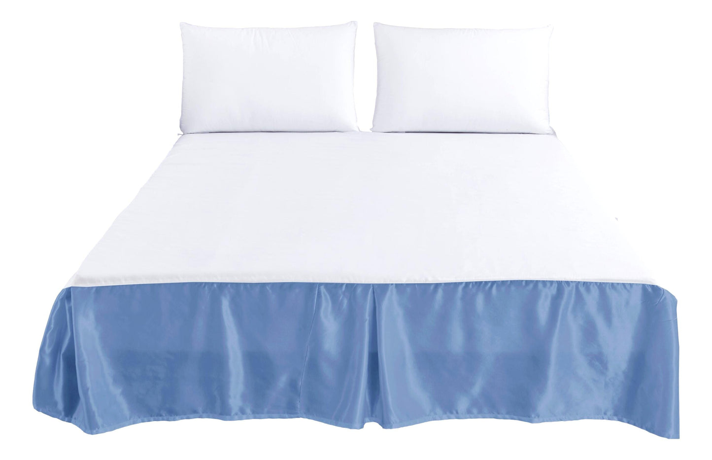 Tache Satin Blue Lustrous Sweet Victorian Tailored Platform 14" Bed Skirt Dust Ruffle (MZ002)