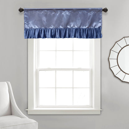 Tache Satin Ruffle Sweet Victorian Window Curtain Tailored Valance 18x52" Blue (MZ002)