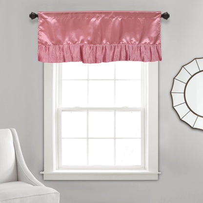 Tache Satin Ruffle Sweet Victorian Window Curtain Tailored Valance 18x52" Pink (MZ002)