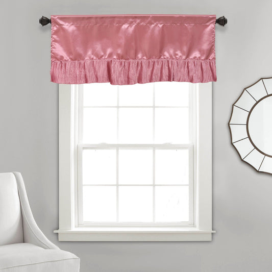 Tache Satin Ruffle Sweet Victorian Window Curtain Tailored Valance 18x52" Pink (MZ002)