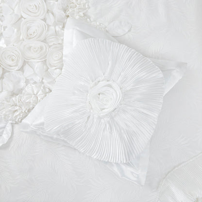 Tache Satin Floral Lace Ruffle White Sweet Victorian Luxurious Comforter Set (MZ002W)