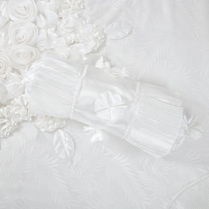 Tache Satin Floral Lace Ruffle White Sweet Victorian Luxurious Comforter Set (MZ002W)