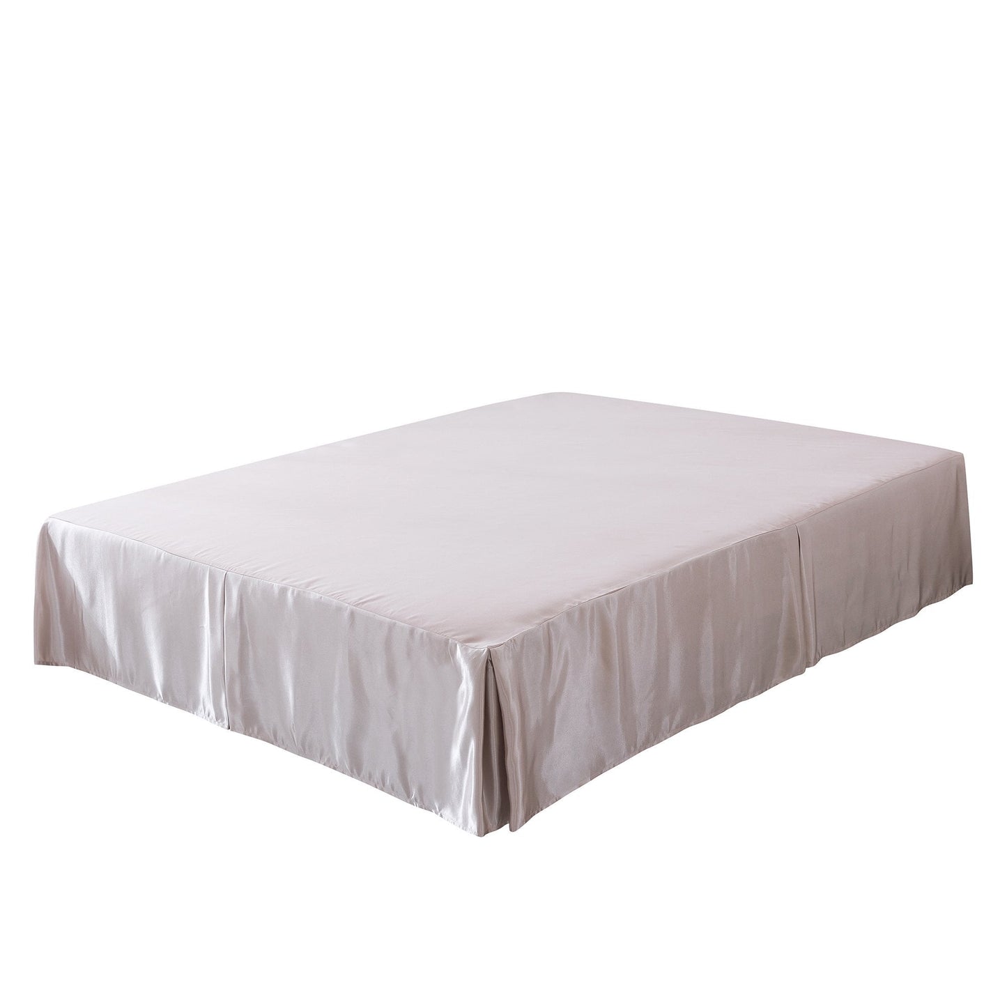 Tache Satin Champagne Beige Frosted Fields Platform Tailored 14" Bed Skirt Dust Ruffle (MZ1051 / MZ002C)