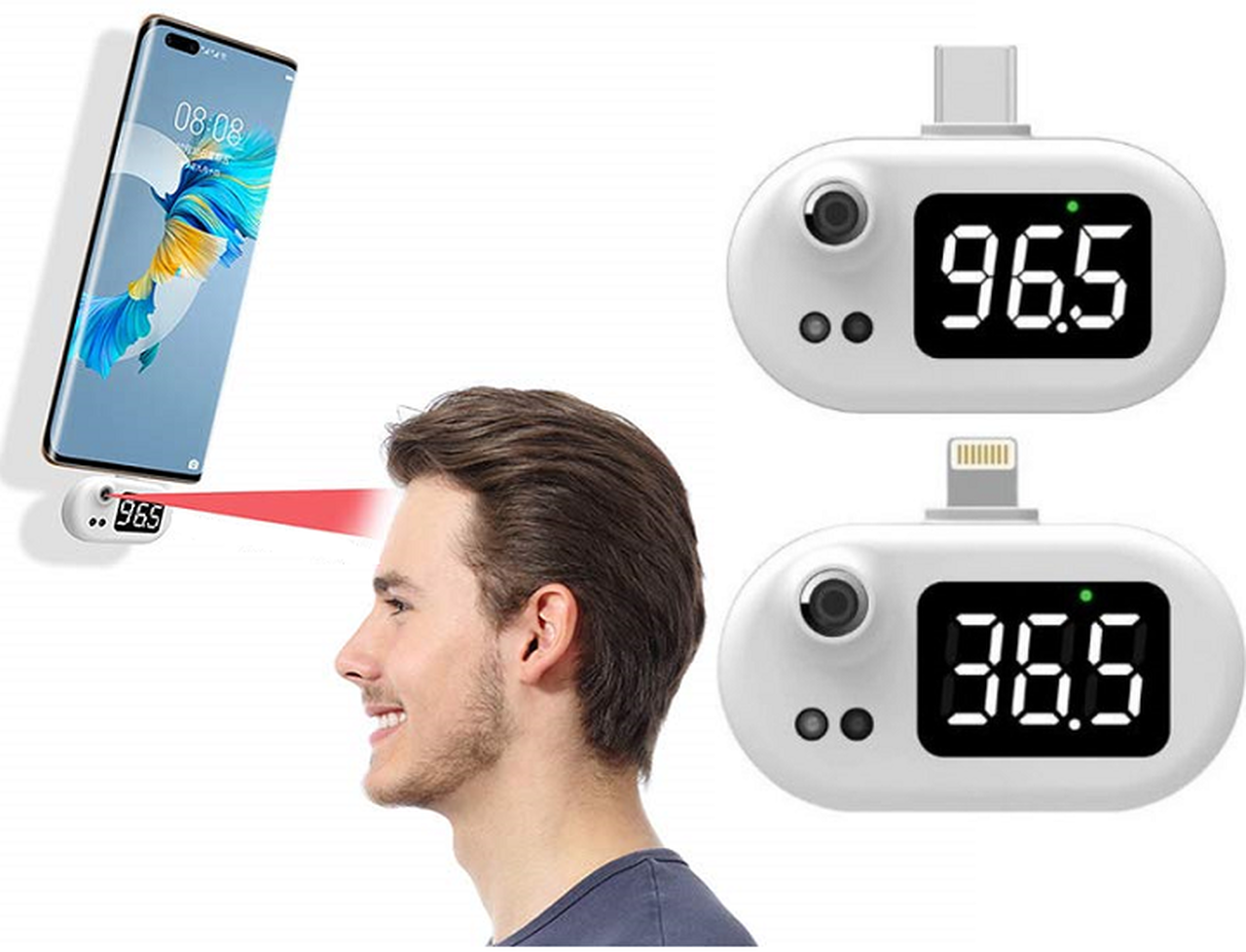 Infrared Thermometer for Apple Lightning or Android USB-C