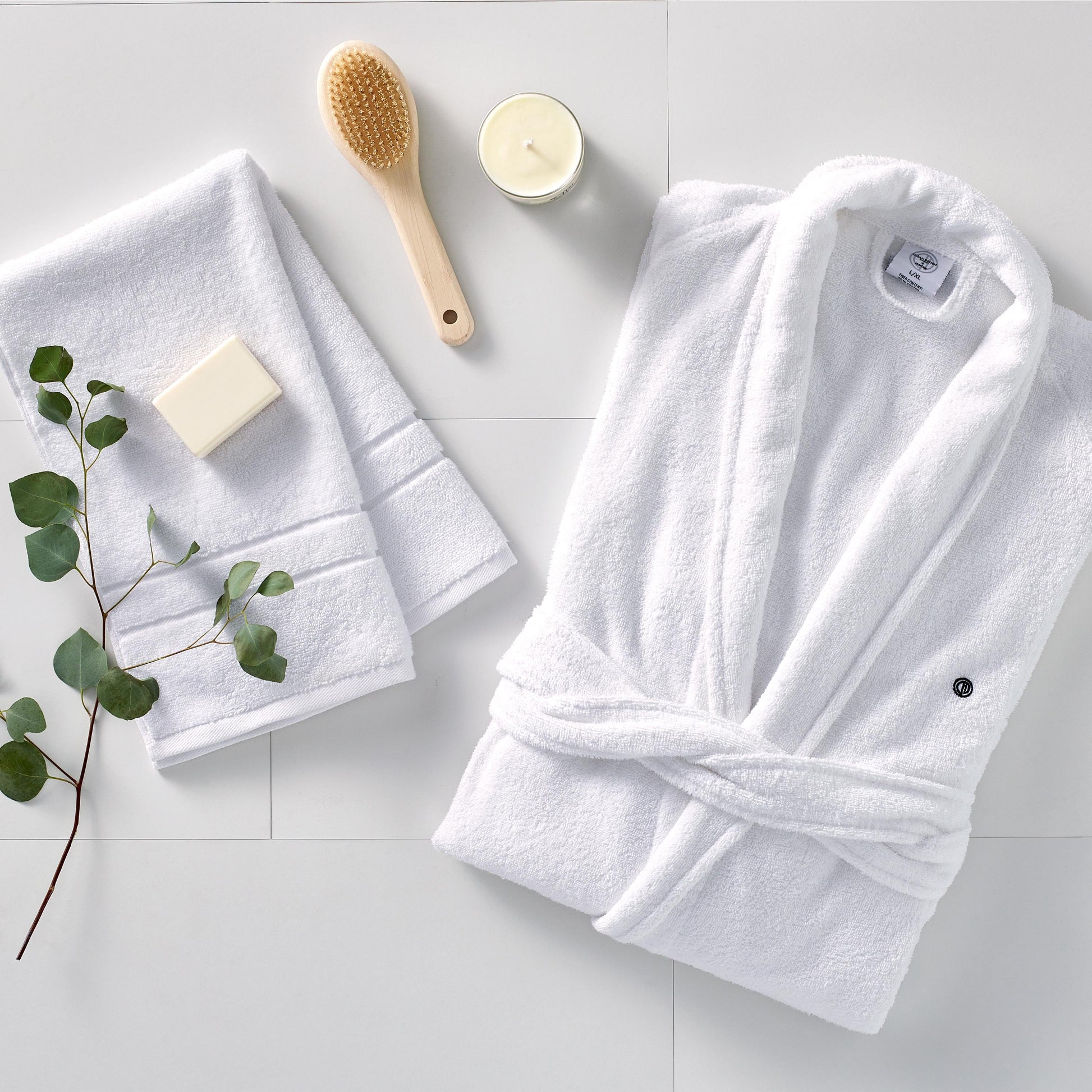 Lightweight Cotton Terry Robe with Shawl Collar