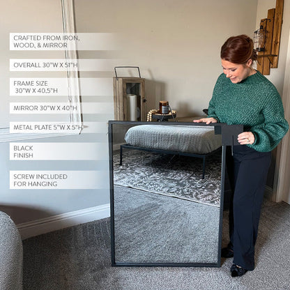 Architectural Black Iron Tripod Wall Mirror | Modern Statement Piece