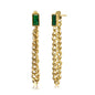 Dangle Chain Earrings with Cubic Zirconia Emerald and Gift Pouch
