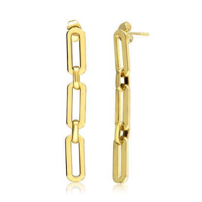 Cuba Chain Link Gold Plated Stainless Steel Earring with Gift Pouch