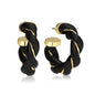 Gold-Plated Twisted Leather Hoop Earrings with Gift Pouch