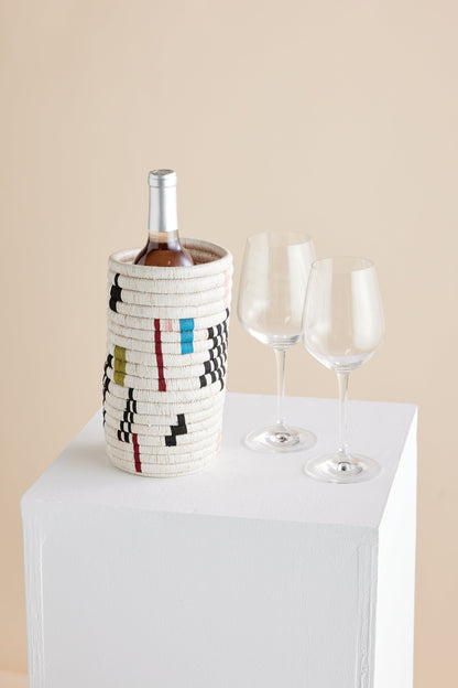 Mosaic Woven Vase or Wine Holder